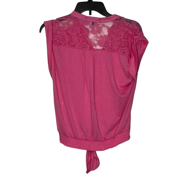 Almost Famous Button Up Top Size Large Pink With Lace Womens Sleeveless - Picture 8 of 8